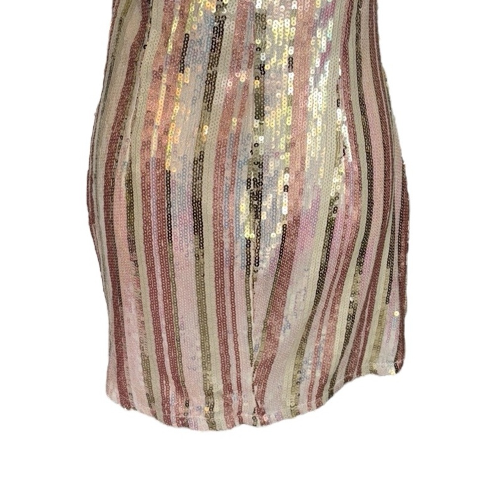 NWT Superdown Revolve Cicely Gold Iridescent Sequin One Shoulder Mini Dress - L - Picture 10 of 15